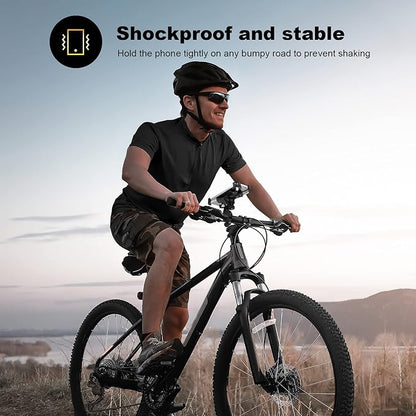 New Bike Phone Mount with Stainless Steel Clamp Arms Anti Shake and Stable 360° Rotation Bike Accessories/Bike Phone Holder for Any Smartphones GPS Other Devices Between 4 and 7 inches