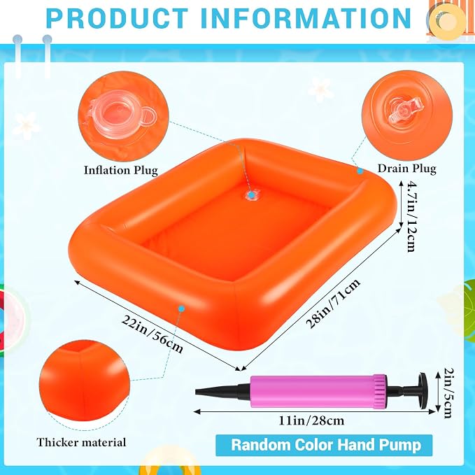 FillTouch Rectangular Inflatable Serving Bar Floating Drink Holder for Pool Inflatable Cup Holders Hot Tub Accessories, Adults Swimming Fun Drink Floats for Swimming Pool Party(Orange)