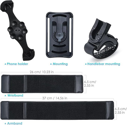 Cikyner Running Armband with Suction Cup, 3 in 1 Phone Holder Sports Armband Bicycle Phone Holder 360° Rotatable & Detachable Running Phone Armband for 4.5-7'' iPhone for Gym Hiking