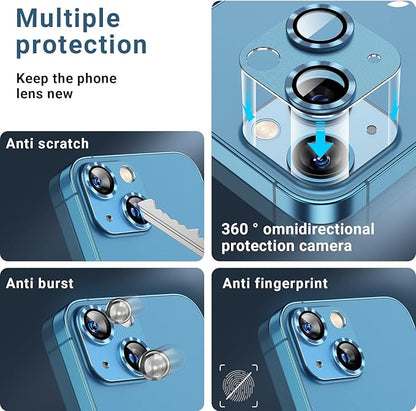 Korecase [2 Pack for iPhone 13 / iPhone 13 Mini Camera Lens Protector Tempered Glass Camera Cover, 9H Hardness Aluminum Metal Lens Film, Bubble Free,Strong Stickiness -Starlight