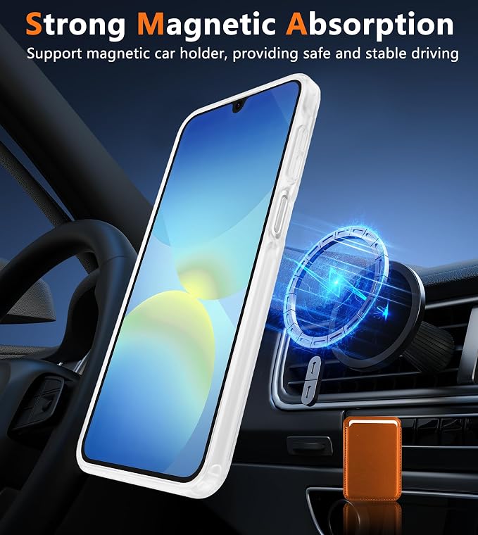 FNTCASE for Galaxy A26 5G Phone Case: Magnetic Matte Translucent Military Grade Drop Protection Cell Phone Cover - Slim Rugged Durable Shockproof Protective for Samsung A26 Cases - White