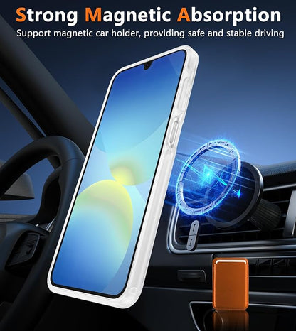 FNTCASE for Galaxy A26 5G Phone Case: Magnetic Matte Translucent Military Grade Drop Protection Cell Phone Cover - Slim Rugged Durable Shockproof Protective for Samsung A26 Cases - White
