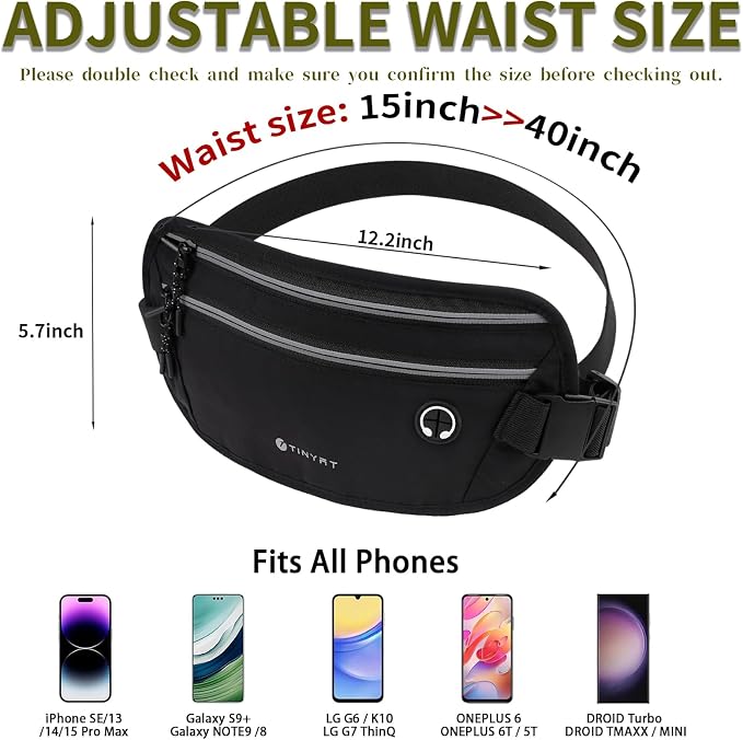 Slim Running Belt for Women Men Runners Fanny Packs With Phone Holder Hidden Pockets Exercise Waist Bag for Marathon Workout
