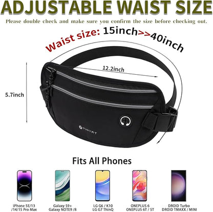 Slim Running Belt for Women Men Runners Fanny Packs With Phone Holder Hidden Pockets Exercise Waist Bag for Marathon Workout