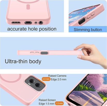 for Motorola Moto g Power 2024 Case [Compatible with Magsafe] Translucent Matte Magnetic Phone Case,Slim Thin Duty Shockproof Protection Cover with 2pc HD Screen Protector for Moto g Power 2024-Pink