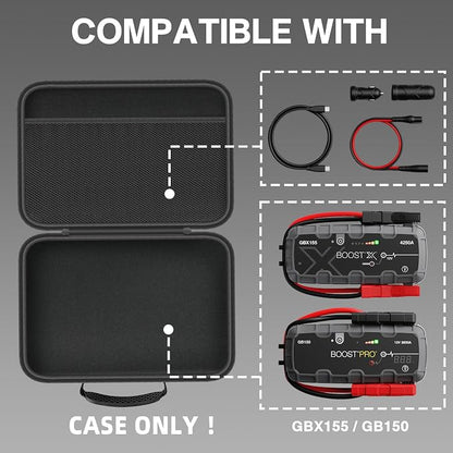Hard Case for Boost X GBX155 / GB150 UltraSafe Car Battery Jump Starter, Portable Storage Jump Starter Box - Black (Case Only)