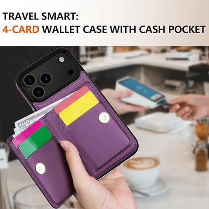 LOHASIC for iPhone 17 Pro Max Case Wallet with Card Holder, 360° Rotation Ring, RFID Blocking, 5 Card Slots, PU Leather 6.9" Cover for Apple 17 Pro Max Women Men, Purple