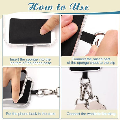 4Pcs Clip and Go Strap for Phone with Wallet Crossbody, Phone Strap with Zippered Pouch, Phone Strap with Wallet Can Be Held or Crossbody with 4 Colors