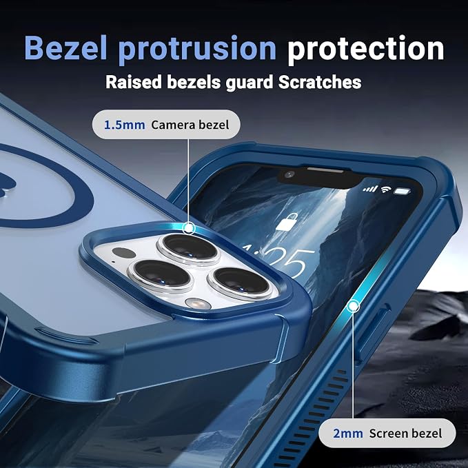 jaroco Magnetic for iPhone 13 Pro Case, [Compatible with MagSafe][Military Grade Drop Protection][Heavy Duty Protection][Non-Slip][Shockproof] 2-Layer Durable Bumper Phone Case 6.1''-Deep Blue