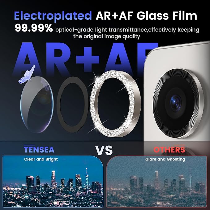 Tensea (3+2PCS Compatible with Samsung Galaxy S25 Ultra Camera Lens Protector, 9H Tempered Glass Camera Cover Screen Protector Metal Individual Ring [Installation Tray][Case Friendly]