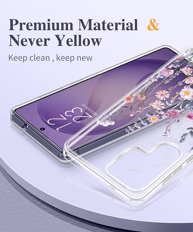 GVIEWIN for Samsung Galaxy S26 Ultra Case, Clear Floral Slim Shockproof Protective Women Phone Case, Non-Yellowing, with Screen Protector &Camera Lens Protector for S26 Ultra 6.9", Floratopia/Colorful