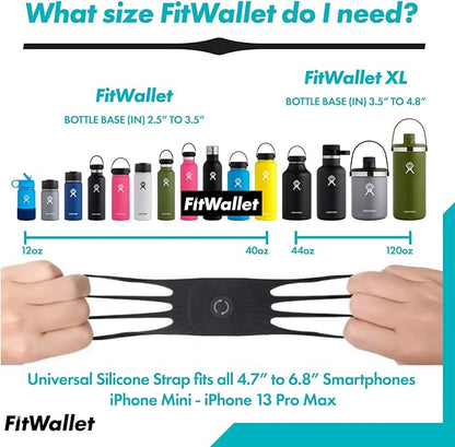 FitWallet™ Water Bottle Phone Holder & Sleeve | Strap Carrier & Pouch for Gym, Running, Hiking, Travel | Gym Bag Alternative Holds Phone, Keys & Accessories