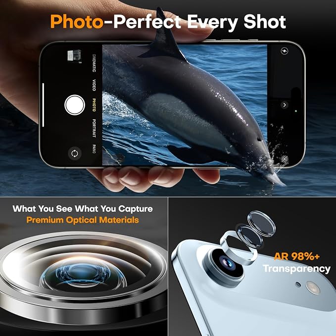 Camera Lens Protector for iPhone Air, Sapphire Glass Metal Individual Camera Cover Screen, Anti-drop, Case Friendly- Sky Blue