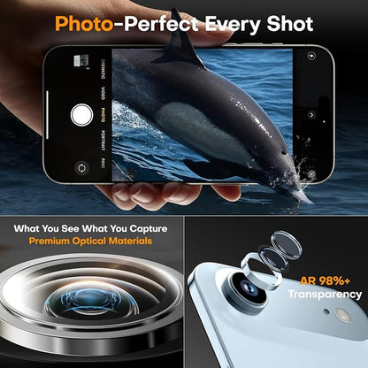 Camera Lens Protector for iPhone Air, Sapphire Glass Metal Individual Camera Cover Screen, Anti-drop, Case Friendly- Sky Blue