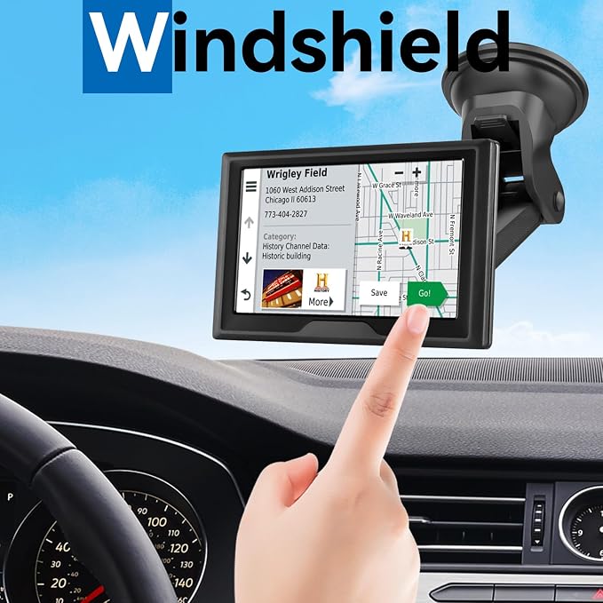 SkyTian for Garmin GPS Car Mount Replacement Sticky Suction Cup 17mm Ball Mount Long Arm Windshield Holder fit Garmin Nuvi Drive Dezl RV GPS, Black