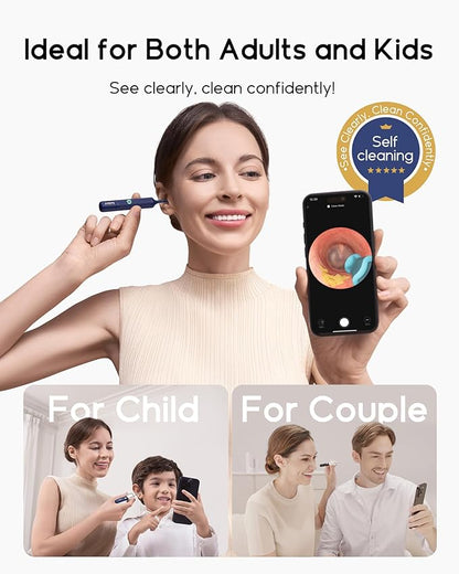 Earsight Plus I35R Ear Wax Removal Tool with Camera | Smart Visual Ear Cleaner with Gentle Tweezers & 12 Tips, HD Otoscope for Adults & Kids