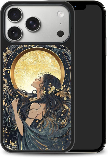 Constellation Series - Virgo Designs Magnetic for iPhone 17 pro max Case, Tarot Style Model Glass Phone Cover, Compatible with Magsafe - fits iPhone 17 pro max Case for Women