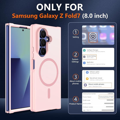 Pilaru for Samsung Galaxy Z Fold 7 case [Compatible with Magsafe] Translucent Matte Magnetic Phone Case,Slim Thin Duty Shockproof Protection Z Fold 7 Cover -Pink