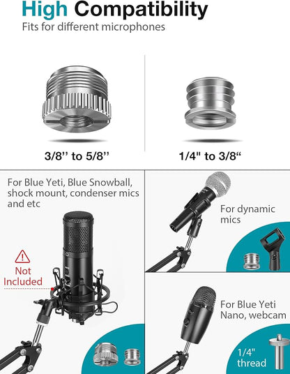 InnoGear Webcam Stand, Boom Arm Mount Stand for Logitech Webcam BRIO 4K C920 C920S C922 C922x C925e C930 NexiGo N60, 1/4"-3/8" and 3/8"-5/8" Screw for Blue Yeti Snowball Yeti Nano and Other Mics