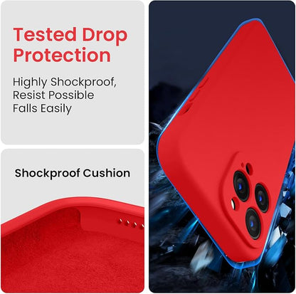 FireNova Designed for iPhone 14 Pro Max Case, Silicone Upgraded [Camera Protection] Case with [2 Screen Protectors], Soft Anti-Scratch Microfiber Lining Inside, 6.7 inch, Red