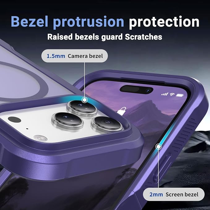 jaroco Magnetic for iPhone 17 Pro Case, [Compatible with MagSafe][Military Grade Drop Protection][Heavy Duty Protection][Non-Slip][Shockproof] 2-Layer Durable Bumper Phone Casee 6.3''-Dark Purple