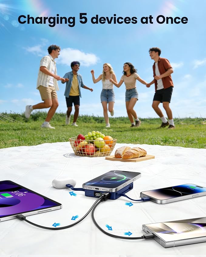 Magnetic Portable Charger 10000mAh Power Bank 22.5W Fast Charging Power Bank for Magsafe Battery Pack Compatible with iPhone 17/16/15/14/13/12 Pro/Pro Max etc Blue
