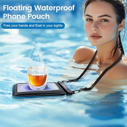 [Up to 8.5"] Floating Waterproof Phone Pouch, 2Pack Waterproof Phone Case with Lanyard for iPhone 17 16 15 14 Pro Max, Galaxy S25 S24 Ultra, IPX8 Cellphone Dry Bag, Beach Essentials Travel Must Haves