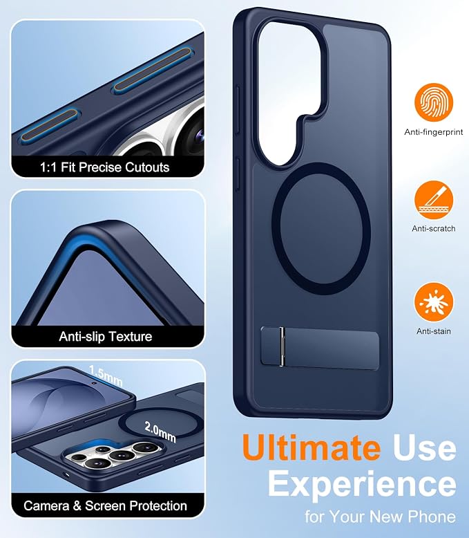 Magnetic for Samsung Galaxy S26 Ultra Case, [Innovate Stand][Military Grade Drop Protection][Non Slip][Translucent Matte] Shockproof Phone Case for Galaxy S26 Ultra 2026 -Blue
