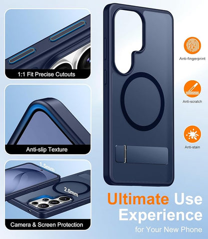 Magnetic for Samsung Galaxy S26 Ultra Case, [Innovate Stand][Military Grade Drop Protection][Non Slip][Translucent Matte] Shockproof Phone Case for Galaxy S26 Ultra 2026 -Blue