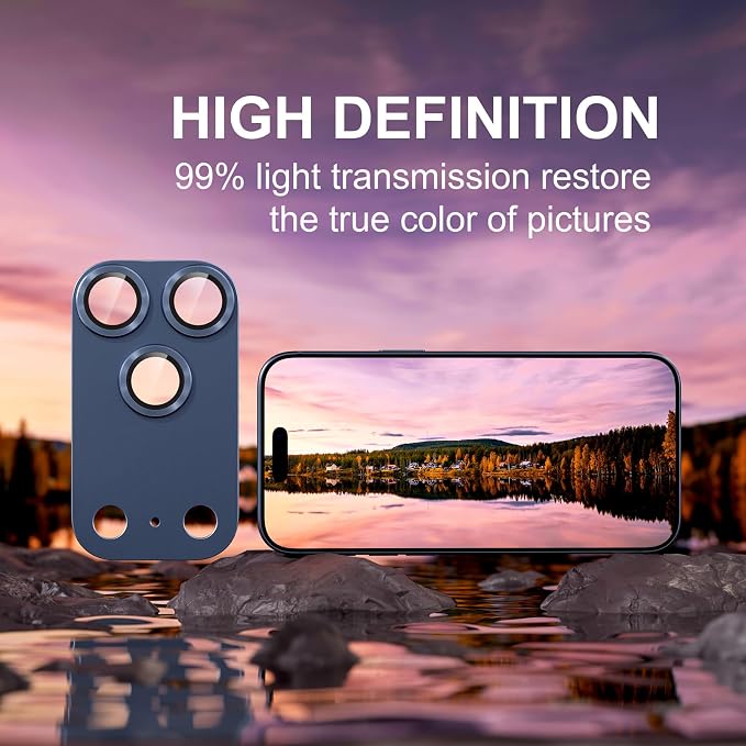 beuxece Compatible for iPhone 17 Pro Camera Lens Protector, Matte Metal Tempered Glass Rear Camera Screen Cover Accessories [Military Grade Shatterproof] [Strong Adsorption] - Blue