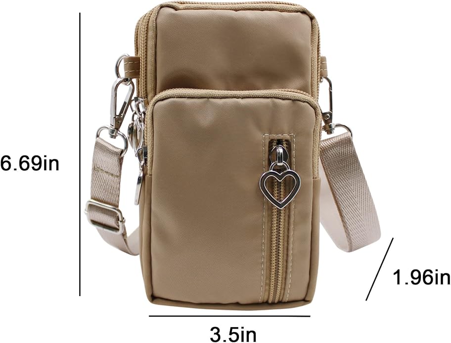 JUMISEE 3-Layers Crossbody Bag Cellphone Pouch Armband Wallet Nylon Smartphone Purse