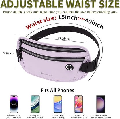 Slim Running Belt for Women Men Runners Fanny Packs With Phone Holder Hidden Pockets Exercise Waist Bag for Marathon Workout