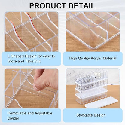 Tatuo 6 Pcs Cord Organizer for Drawer Desktop, Cable Organizer Box with 8 Compartments and Wire Ties, Plastic Charger Storage with Lid, Electronics Case for Home Office Accessories (Small,Clear,White)