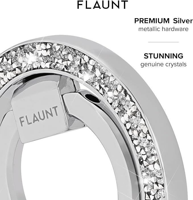 Flaunt MagSafe Ring Phone Stand - Limited Edition Magnetic Phone Grip - Slim, Collapsible Ring Holder & Stand - Detachable, 360° Rotation - Compatible with All MagSafe Cases - Silver Crystal Elegance