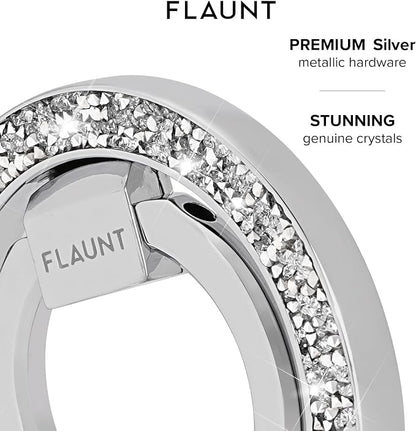 Flaunt MagSafe Ring Phone Stand - Limited Edition Magnetic Phone Grip - Slim, Collapsible Ring Holder & Stand - Detachable, 360° Rotation - Compatible with All MagSafe Cases - Silver Crystal Elegance