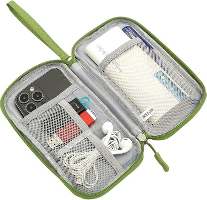 CAAORDKSO Electronics Organizer Travel Case, Travel Cable Organizer Bag Pouch Electronic Accessories Carry Case Waterproof Electronic Bag for Cable, Cord, Charger, Power Bank, Earphone (Green)
