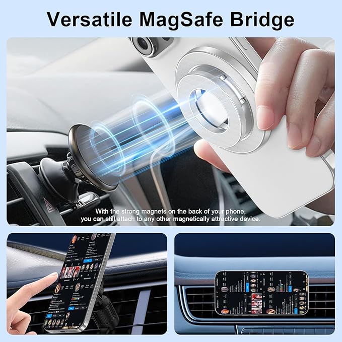 MagSafe Phone Ring Holder, Magnetic Grip Stand Finger Ring Kickstand Dual-Sided Phone Holder for Samsung Galaxy S26 S25 Ultra S24 Z Fold7 Flip7 iPhone 17 Pro Max 17 16e 16 Plus 16 Fit Magnet Car Mount