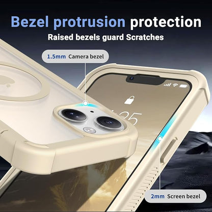 jaroco Magnetic for iPhone 13 Case, [Compatible with MagSafe][Military Grade Drop Protection][Heavy Duty Protection][Non-Slip][Shockproof] 2-Layer Durable Bumper Phone Case 6.1''-Antique White