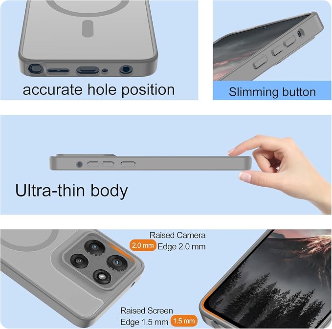 For Motorola Moto g Stylus 2025 Case [Compatible with Magsafe] Translucent Matte Magnetic Phone Case,Slim Thin Duty Shockproof Protection Cover with 2pc HD Screen Protector for Moto G Stylus 2025-Gray