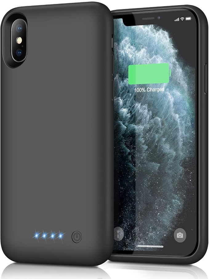 Feob Battery Case for iPhone Xs max, Upgraded 7800mAh Portable Charging Case Extended Battery Pack for iPhone Xs Max [6.5 inch] Protective Charger Cover- Black