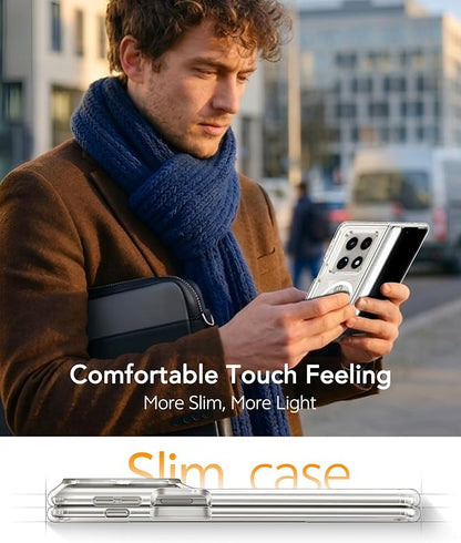 FNTCASE for Motorola Razr Fold Case, Fit for Magsafe, Hinge Protection | Anti Yellowing Magnetic Back, 18FT Military Grade Drop Proof, Protective Phone Cover, Transparent