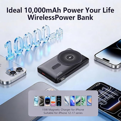 for Magsafe Portable Charger, 10000mAh Wireless Magnetic Power Bank with Built-in Stand, 20W PD Fast Charging for MagSafe Battery Pack Compatible with iPhone 17/16/15/14/13/12 Series