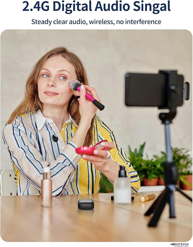 Wireless Microphone for iPhone 17-48kHz/24bit Studio Sound AI Noise Filter USB-C Lavalier Mic with Charging Case Bluetooth Mini Microphone for Content Creators