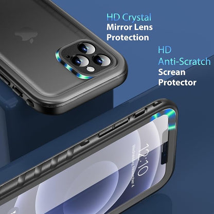 SPORTLINK for iPhone 12 Pro Max Case - IP68 Waterproof Military Protective Full Body Heavy Duty Shockproof 360 Sealed Dustproof with Camera Screen Protector Cover for i Phone 12 Pro Max 6.7" Black