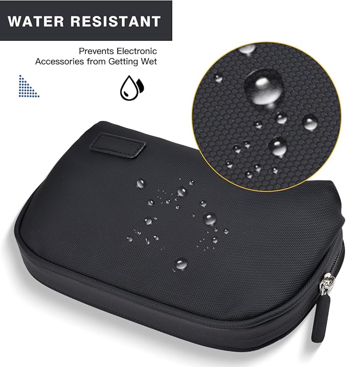 CAAORDKSO Travel Essential Electronics Organizer Bag, Tech Pouch Electronic Accessories Carry Case Portable Waterproof Storage Bag for Travel Accessories, Cable, Charger, Power Bank, Earphone, Black