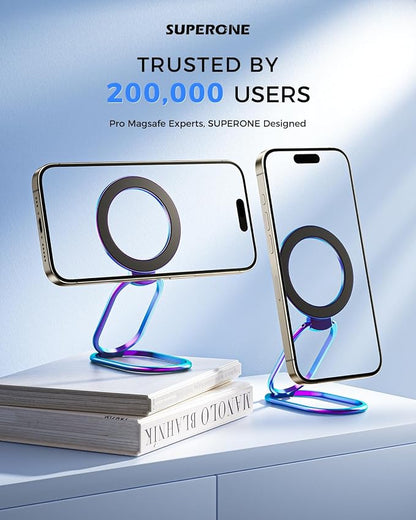 SUPERONE [2025 Upgraded] Mag Safe Phone Ring Holder, Adjustable Magnetic Kickstand & Removable Phone Grip Compatible with Wireless Charging Only for iPhone 17 & 16 & 15 & 14 & 13 Series (Colorful)