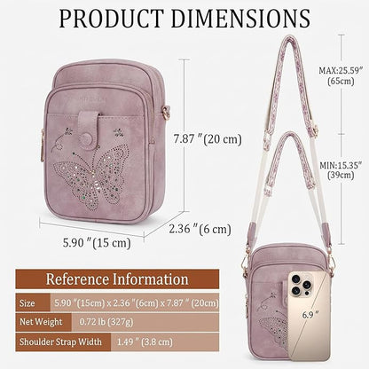 KITEVIUN Crossbody Bags for Women Leather Crossbody Purse Small Shoulder Phone Purse with Adjustable Strap & RFID Card Slots