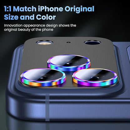 Uyiton for iPhone 17 Pro Max Camera Lens Protector, Not Easy to Break [Strong Adsorption][Case-Friendly] Metal Tempered Glass Rear Camera Screen Cover, Colorful Black