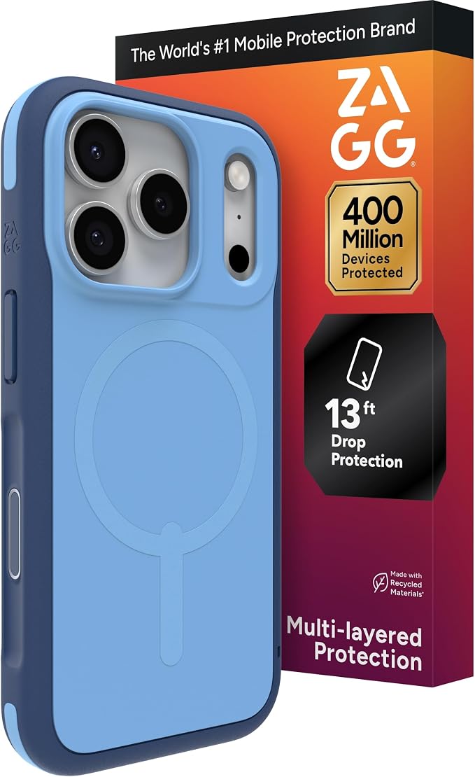 ZAGG Sedona Snap Case for iPhone 17 Pro - Blue Royal Ember, Drop Protection (13ft/4m), Graphene-Reinforced Multi-Layer Protection, MagSafe Phone Case with Impact-Absorbing Bumpers, Slim & Lightweight