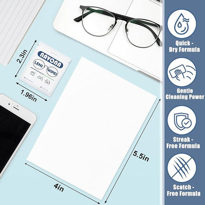 500 Count Lens Wipes for Eyeglasses – Pre-Moistened, Individually Wrapped Eyeglass Cleaning Wipes – Scratch-Free, Streak-Free Glasses Cleaner Wipes for Sunglasses & Camera Lens – Bulk Pack